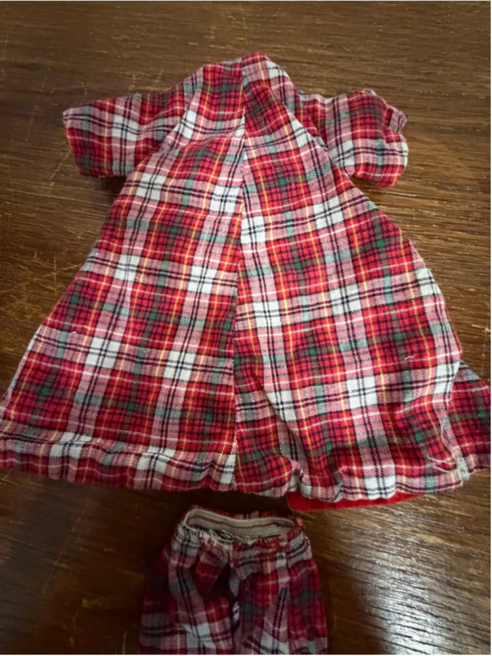 Vintage Barbie Plaid Coat & Skirt Set Red Tartan Jacket Outfit 1980s 1990s Matte